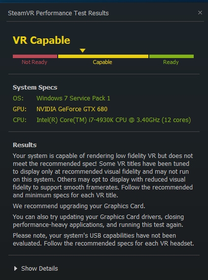 SteamVR Performance Test virtual reality