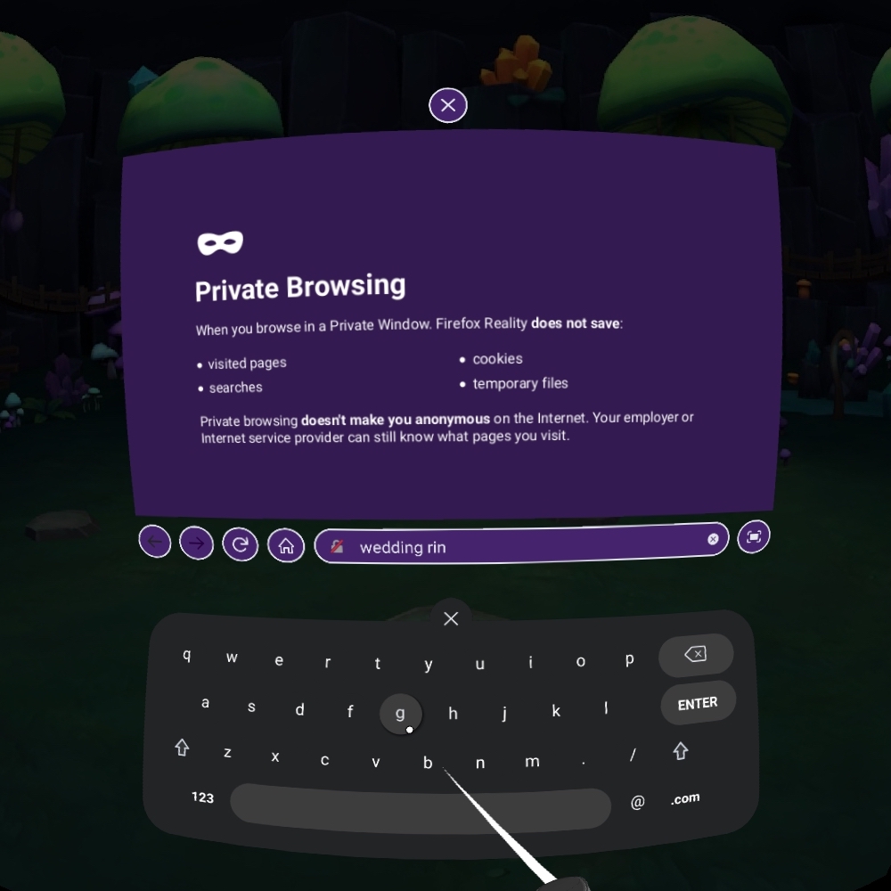 Firefox Reality private browsing