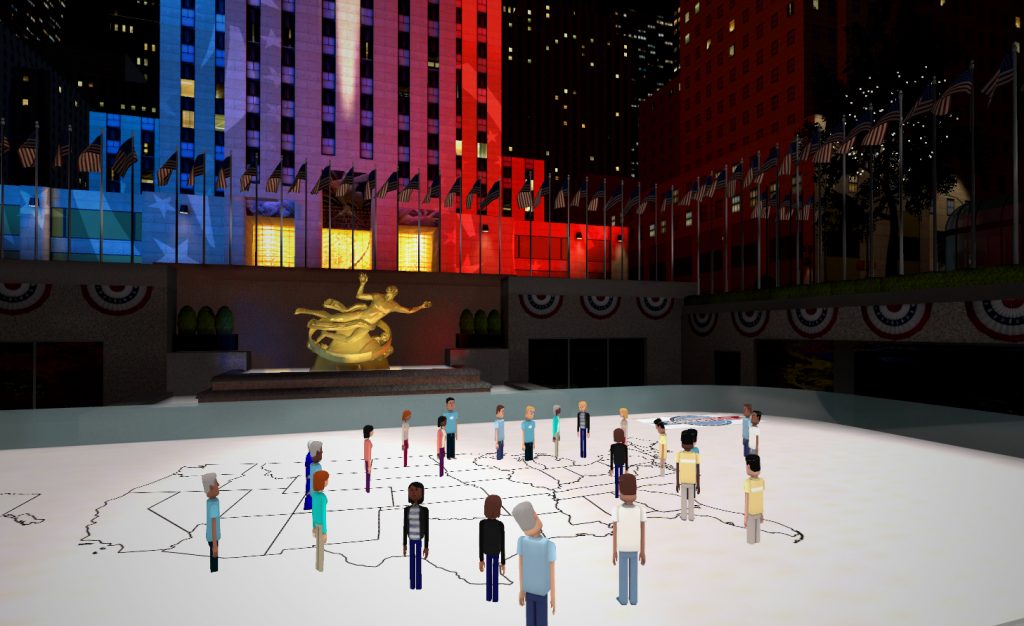 AltspaceVR users gather together at a virtual Rockefellar Center - VR for election campaigns