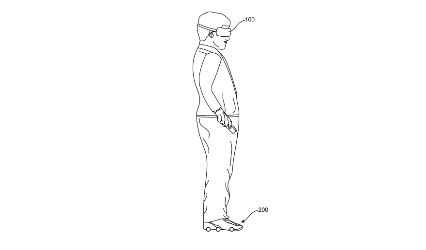 Google's patent application for "augmented and/or virtual reality footwear"