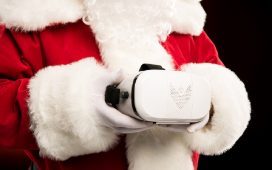 Santa Claus with virtual reality headset