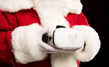 Santa Claus with virtual reality headset