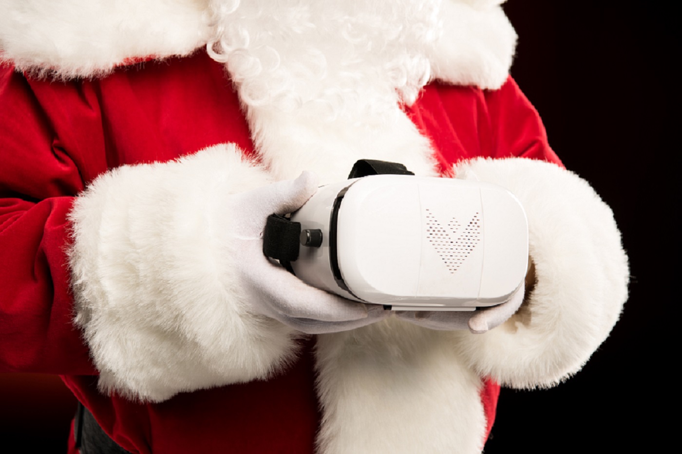 Santa Claus with virtual reality headset
