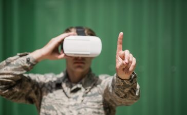military man using VR