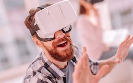 man wearing VR headset