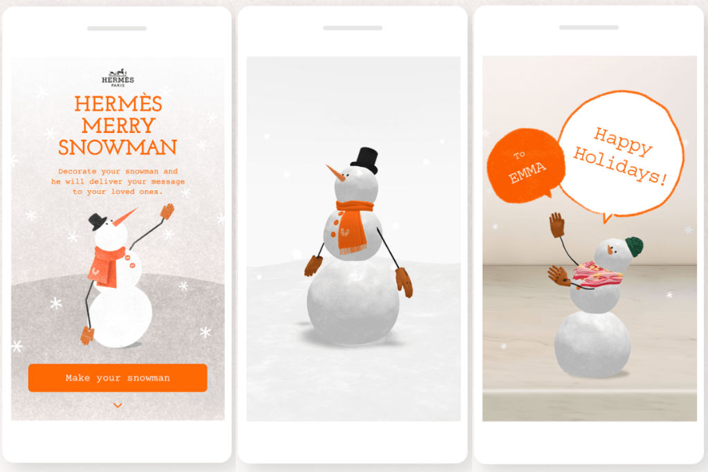 Hermes Happy Snowman mobile AR experience