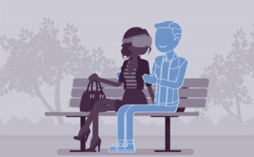 dating in the metaverse concept - virtual date in a park
