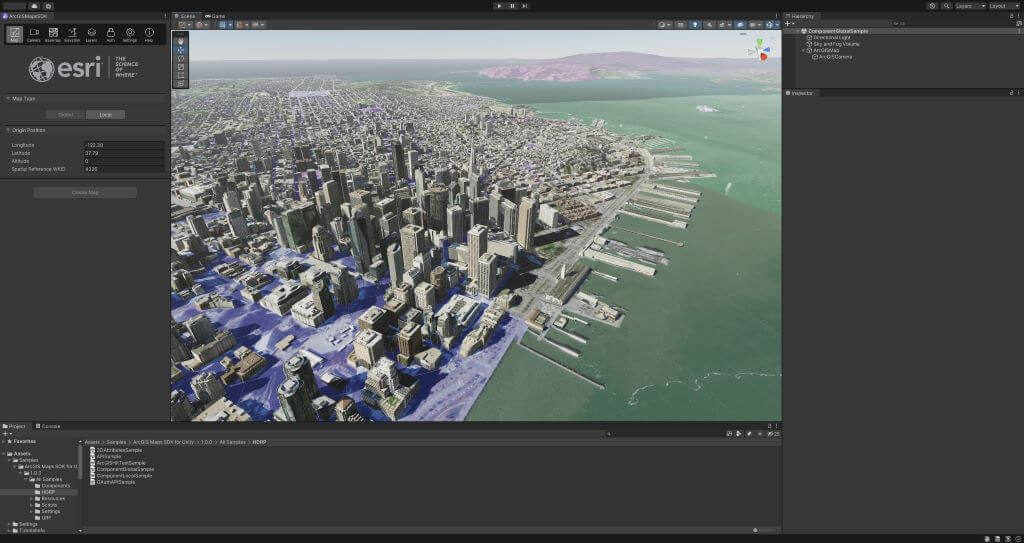 San-Francisco-Global-UI Unity editor - Datos Geoespaciales en tiempo real