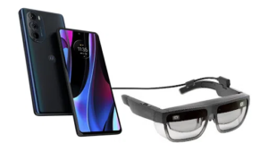 motorola edge+ and Lenovo ThinkReality A3 AR glasses