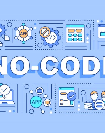 No-code word concept blue banner- Web 3.0 solutions for building AR apps