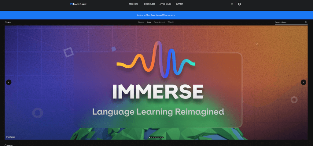 Aplikasi pembelajaran bahasa metaverse Immerse (Immerse)