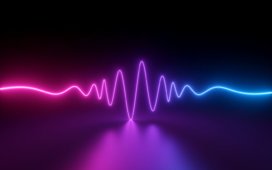 Redefining Immersive Virtual Experiences With Embodied Audio - abstract neon background with wavy impulse line glowing in ultraviolet spectrum, sound concept