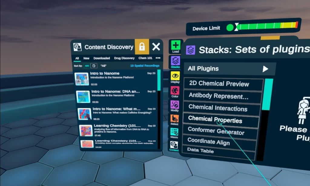 Nanome VR app Set of plugins