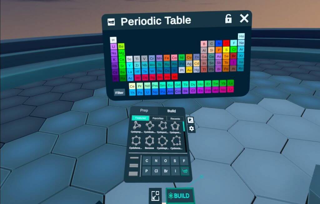 Nanome VR app - periodic table